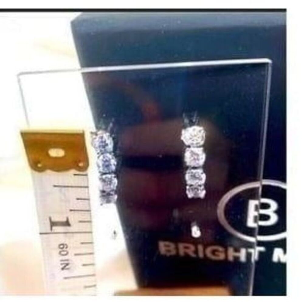 Sterling silver 925 4 crystal drop dangle stud back earring - Picture 2 of 6
